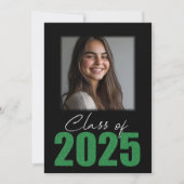 Groene Glitter Klasse van 2025 Foto Open Huis Kaart (Voorkant)
