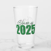 Groene Glitter Klasse van 2025 Glas (Achterkant)