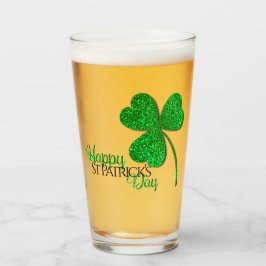 Groene Glitter Klaver Gelukkig St. Patrick's Day Glas