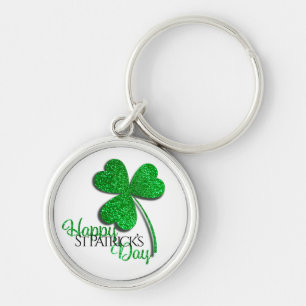 Groene Glitter Klaver Gelukkige St. Patrick's Dag Sleutelhanger
