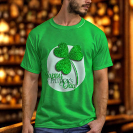 Groene Glitter Klaver Gelukkige St. Patrick's Dag T-shirt