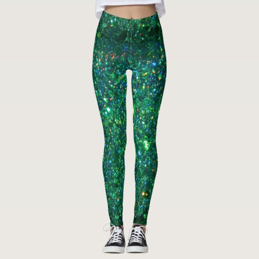 Groene Glitter-Leggings Leggings (Voorkant)