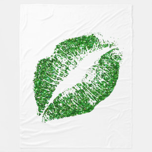 Groene Glitter Lips #4 Fleece Deken