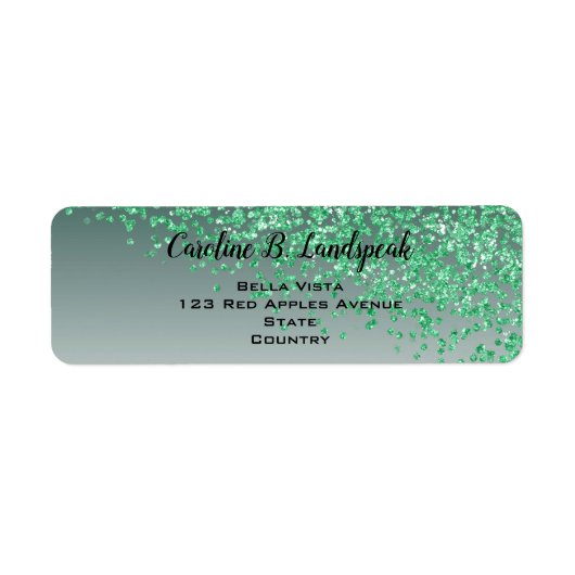 Groene Glitter Moderne Verlopen Retouradres Etiket (Voorkant)