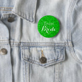 Groene Glitter Nep Folie Bruiloftsteam Bruid Ronde Button 5,7 Cm (In situ)