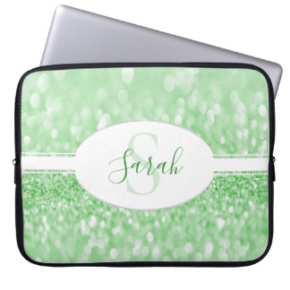 Groene Glitter Personaliseer de laptophoes Laptop Sleeve