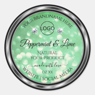 Groene Glitter Product Labels Sparkle Diamonds Log