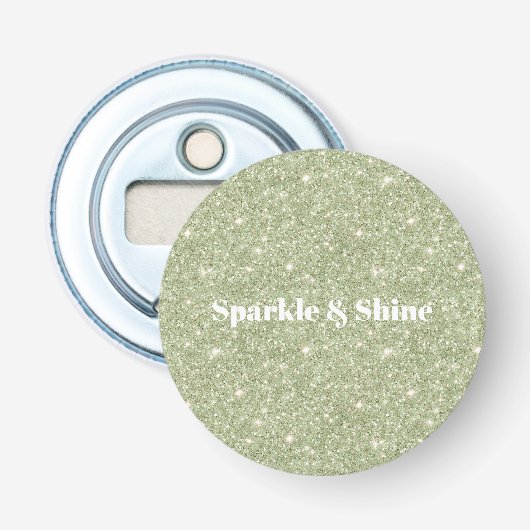 Groene Glitter Schittering Button Flesopener (Voorkant)