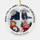 Groene Glitter Script 4 Fotocollage Kerstmis Keramisch Ornament (Voorkant)