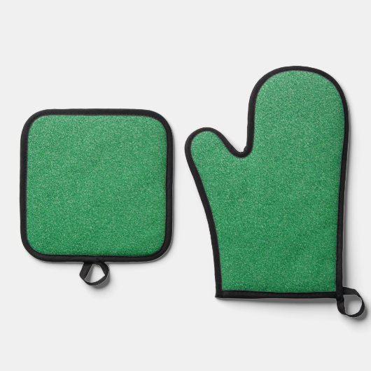Groene glitter, sprankeling, glitterachtergrond ovenwant & pannenlap set (Voorkant)