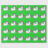 Groene Glitter Unicorns Cadeaupapier (Vlak)