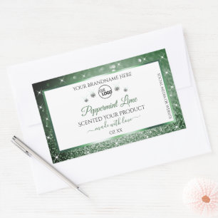 Groene Glitter White Product Labels Logo Diamonds
