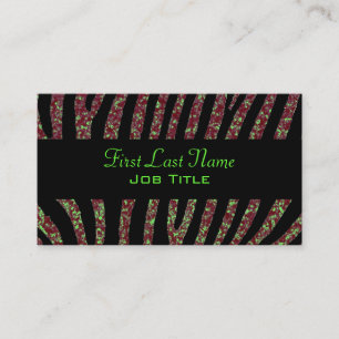 Groene glitter zebra strepen visitekaartjes