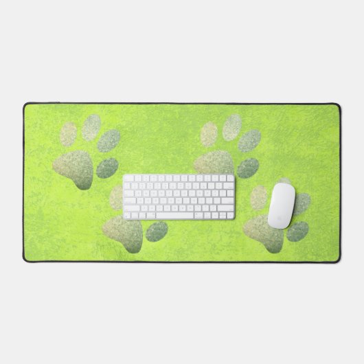 Groene glitterafdruk met pet op abstract groen bureaumat (Keyboard & Muis)