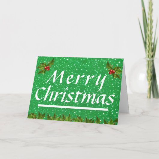 Groene Glitterij Kerst Gevouwen Kaart (Voorkant)