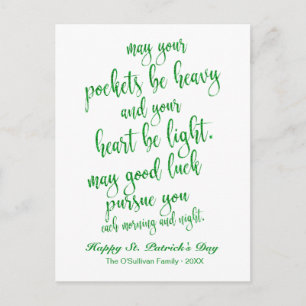 Groene Glitters Oude Ierse Zegen St. Patrick's Dag Briefkaart