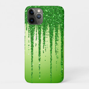 Groene glitterspetters met fonkelend bokehdesign iPhone 11 pro hoesje