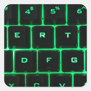 Groene gloed QWERTY computer toetsenbord toetsen Vierkante Sticker