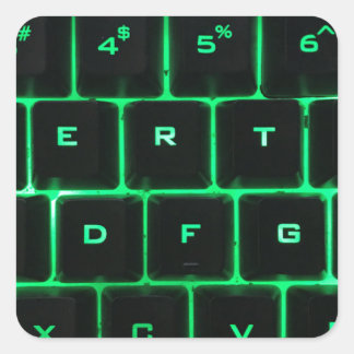 Groene gloed QWERTY computer toetsenbord toetsen Vierkante Sticker