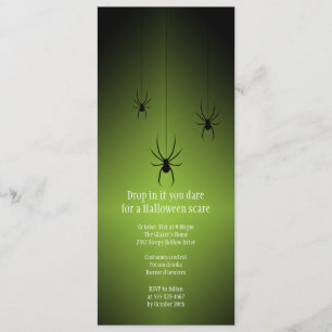 Groene gloed zwarte spin Halloween-uitnodigkaart Kaart