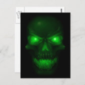 Groene gloeiende schedel briefkaart (Voorkant / Achterkant)