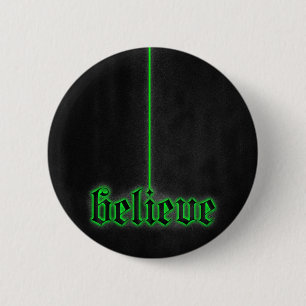 Groene gloeigeloof ronde button 5,7 cm