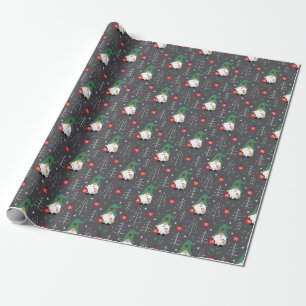 Groene Gnome Kerstboom Ornamenten Patroon Cadeaupapier