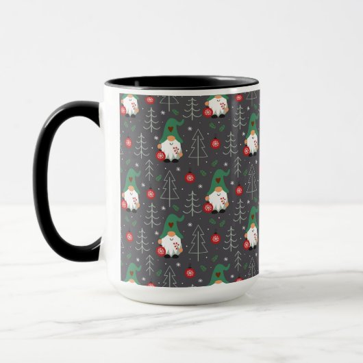 Groene Gnome Kerstboom Ornamenten Patroon Mok (Links)