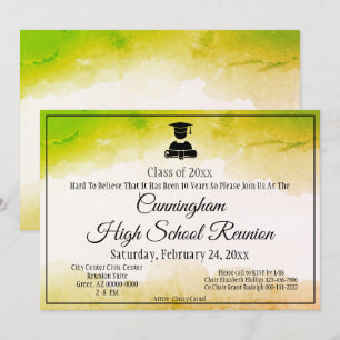 Groene Gold Waterverf High School Class Reunion Kaart