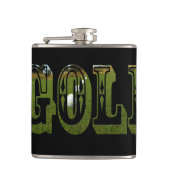 Groene Golf-Afbeelding-Logo, vinylgewikkelde heupk Heupfles (Voorkant)