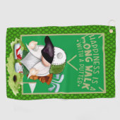 Groene Golf Gnome Golfhanddoek (Horizontaal)