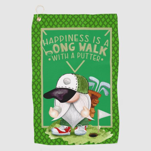 Groene Golf Gnome Golfhanddoek (Voorkant)