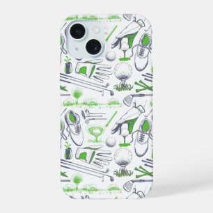 Groene Golf iconen patroon iPhone 15 Hoesje