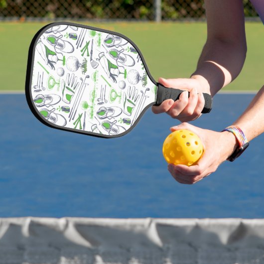 Groene Golf iconen patroon Pickleball Paddle (Insitu)