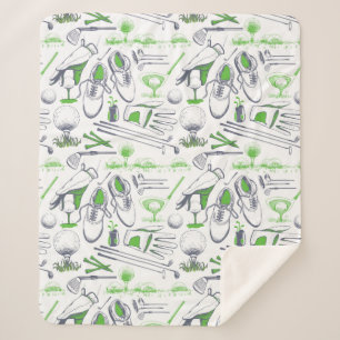 Groene Golf iconen patroon Sherpa Deken