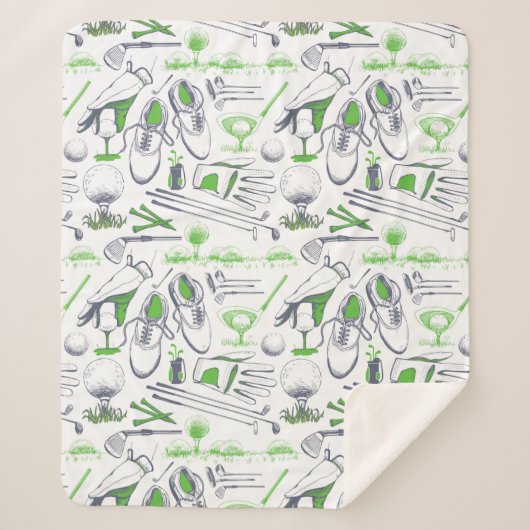 Groene Golf iconen patroon Sherpa Deken (Voorkant)