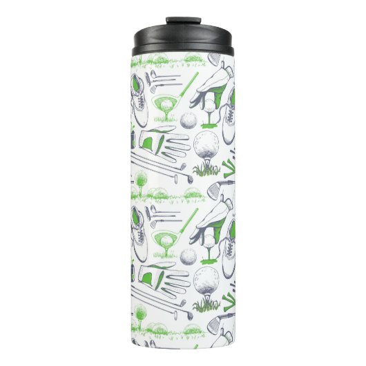 Groene Golf iconen patroon Thermosbeker (Voorkant)