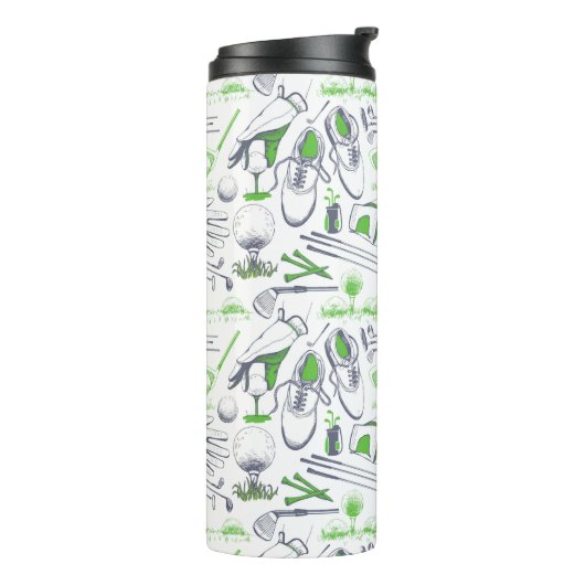 Groene Golf iconen patroon Thermosbeker (Gedraaid links)