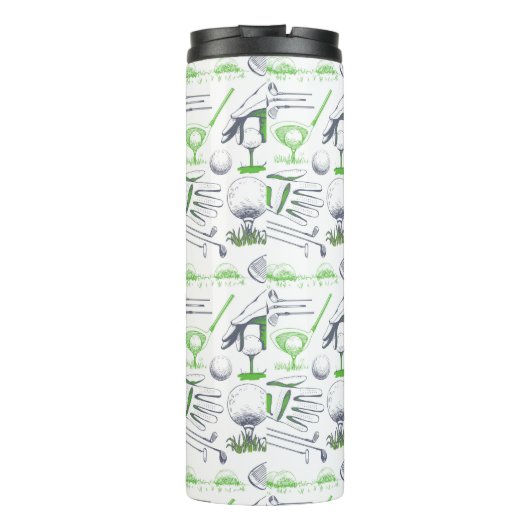 Groene Golf iconen patroon Thermosbeker (Achterkant)