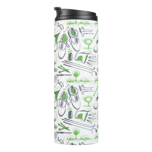 Groene Golf iconen patroon Thermosbeker (Geroteerd rechts)