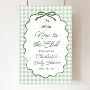 Groene Golf Nieuw bij de Club Baby Shower Welkom Poster