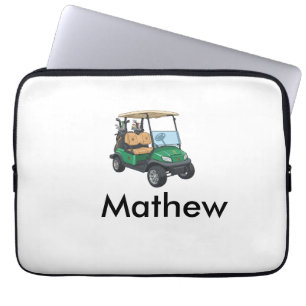 Groene golfautonaam man sportjongen cadeaus letter laptop sleeve