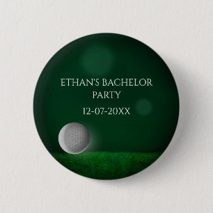Groene golfbaan golfbal vrijgezellenfeest ronde button 5,7 cm