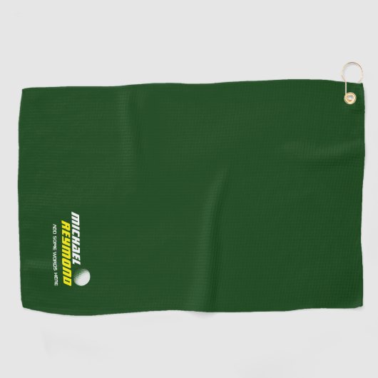 Groene golfhanddoek met golfnaam (Horizontaal)