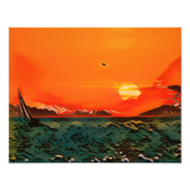 Groene golven foto afdruk