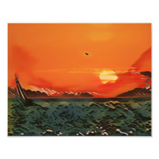 Groene golven foto afdruk (Voorkant)