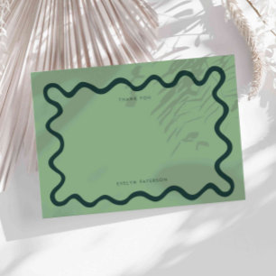 Groene Golvende Kronkelende Lijn Dank Je Notitiekaartje