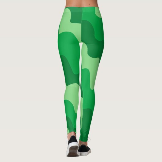 Groene golvende oceaangolven gradiënt leggings (Achterkant)