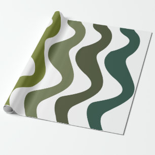 Groene golvende strepen cadeaupapier