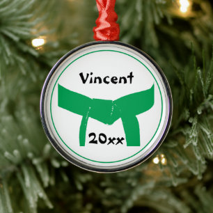 Groene gordel voor krijgskunst metalen ornament